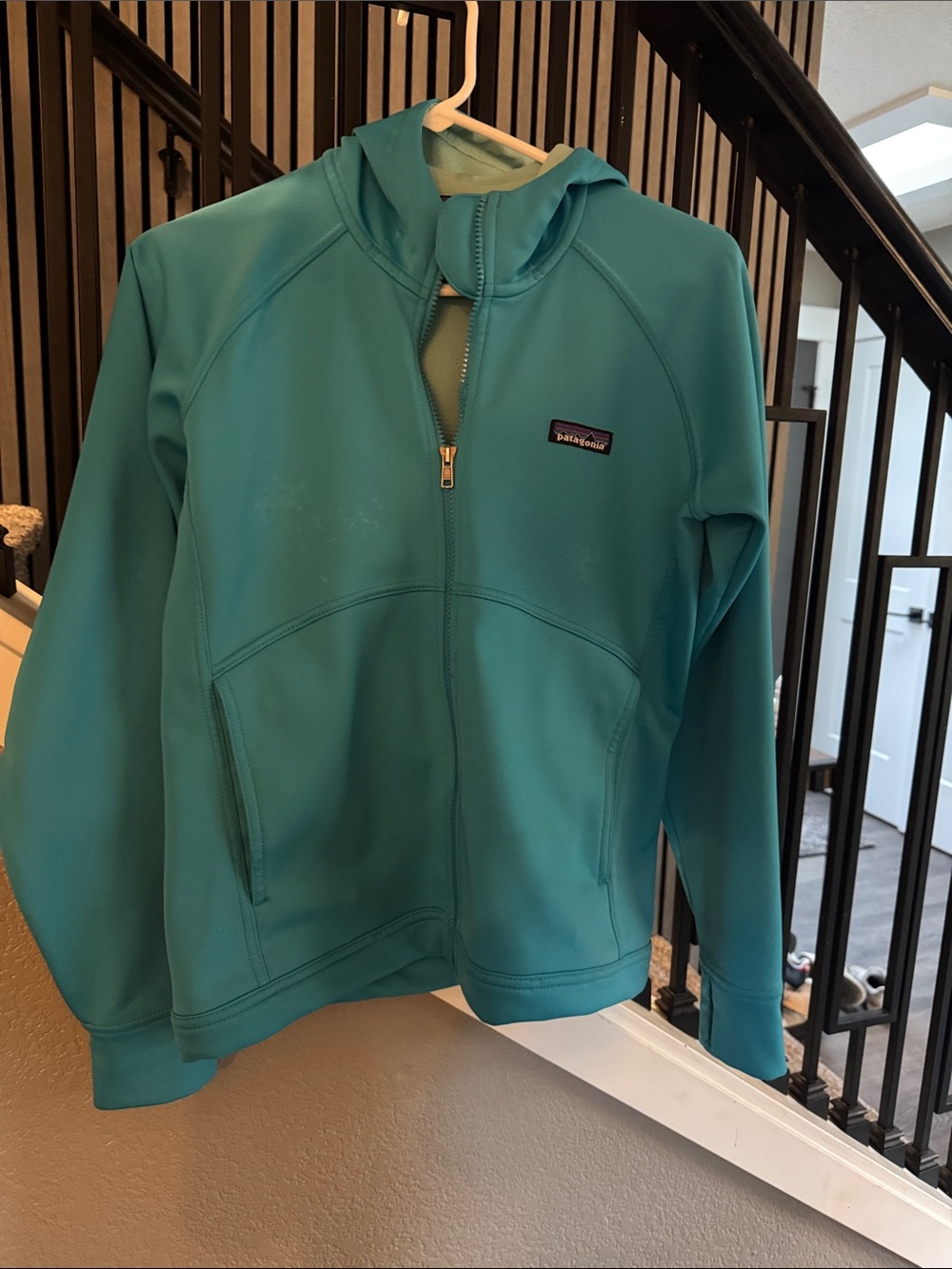 Patagonia women’s Teal Hooded Zip-Up softshell XS
